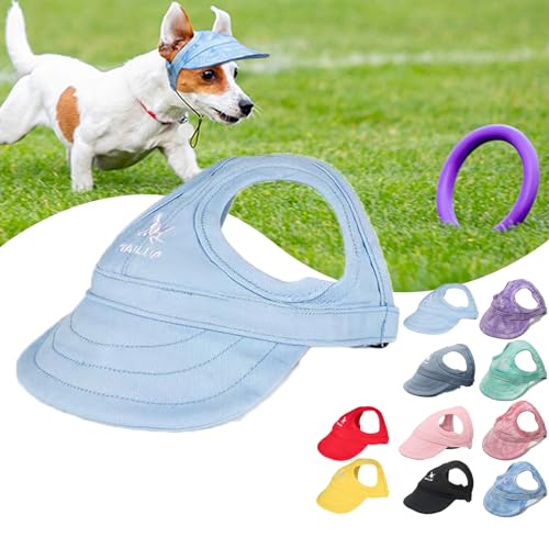 KURTIK Outdoor-Sonnenschutzhaube für Hunde,2024 Neue Haustier-Hunde-Outdoor-Sonnenschutz-Visiermütze mit Ohrlöchern und verstellbarem Halsband,Hunde-Sonnenblende,Haustier-Außenkappe (L,Hellblau) von KURTIK