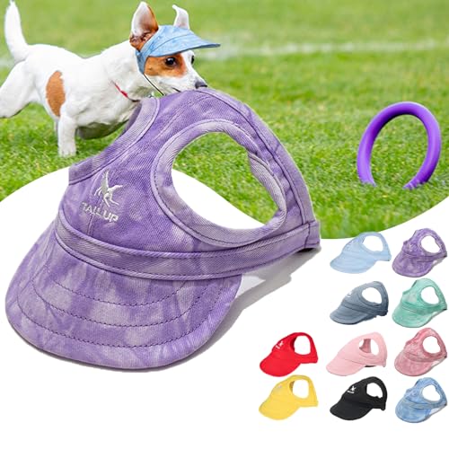 KURTIK Outdoor-Sonnenschutzhaube für Hunde,2024 Neue Haustier-Hunde-Outdoor-Sonnenschutz-Visiermütze mit Ohrlöchern und verstellbarem Halsband,Hunde-Sonnenblende,Haustier-Außenkappe (L,Wolke Lila) von KURTIK