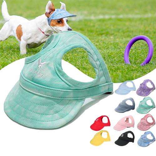 KURTIK Outdoor-Sonnenschutzhaube für Hunde,2024 Neue Haustier-Hunde-Outdoor-Sonnenschutz-Visiermütze mit Ohrlöchern und verstellbarem Halsband,Hunde-Sonnenblende,Haustier-Außenkappe (L,Wolkengrün) von KURTIK