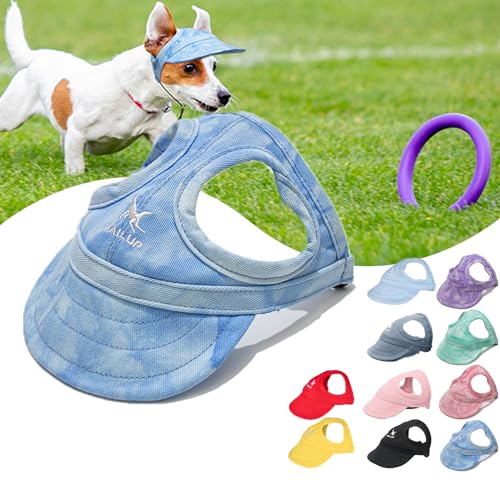 KURTIK Outdoor-Sonnenschutzhaube für Hunde,2024 Neue Haustier-Hunde-Outdoor-Sonnenschutz-Visiermütze mit Ohrlöchern und verstellbarem Halsband,Hunde-Sonnenblende,Haustier-Außenkappe (S,Wolkenblau) von KURTIK