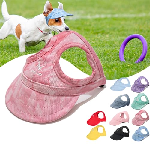 KURTIK Outdoor-Sonnenschutzhaube für Hunde,2024 Neue Haustier-Hunde-Outdoor-Sonnenschutz-Visiermütze mit Ohrlöchern und verstellbarem Halsband,Hunde-Sonnenblende,Haustier-Außenkappe (XL,Wolkenrosa) von KURTIK