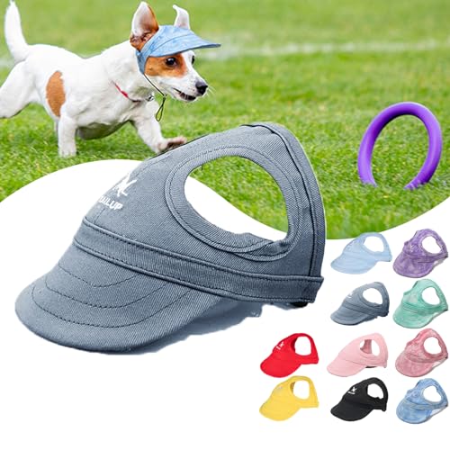 KURTIK Outdoor-Sonnenschutzhaube für Hunde,2024 Neue Haustier-Hunde-Outdoor-Sonnenschutz-Visiermütze mit Ohrlöchern und verstellbarem Halsband,Hunde-Sonnenblende,Haustier-Außenkappe (S,Dunkelblau) von KURTIK