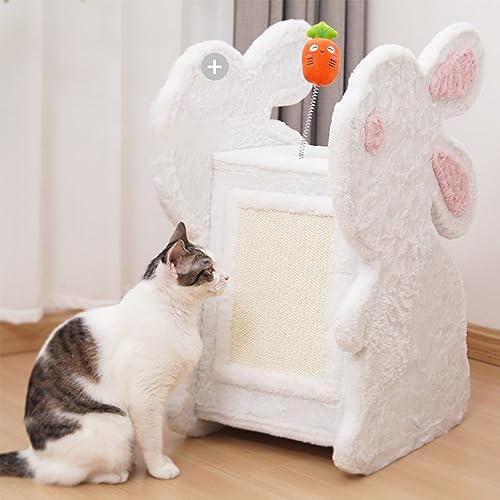 Niedliches Katzen-Klettergerüst in Kaninchenform, Katzenkratzbaum, moderner Katzenkratzer für kleine mittelgroße Katzen, Kratzbaum mit Plüschsitzstange und kleinen Spielzeugen von KUviez