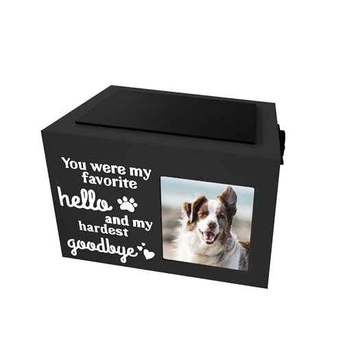 KWCLTH Personalisierte Haustier Urne Hund oder Katze Asche Holz Haustier Gedenkstätte Verschiedene Haustier Urne Fotobox Haustier Urne Fotorahmen Schloss Keepsake von KWCLTH