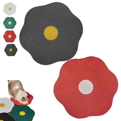 KWHEUKJL Flower Scratching Pad for Cats, Cat Wall Scratcher Corrugated Cardboard, The Cuddles Meow Wall Cat Scratcher, Cat Scratching Mat Furniture Protector (Black+Red) von KWHEUKJL