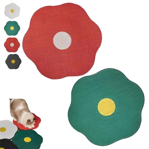 KWHEUKJL Flower Scratching Pad for Cats, Cat Wall Scratcher Corrugated Cardboard, The Cuddles Meow Wall Cat Scratcher, Cat Scratching Mat Furniture Protector (Red+Green) von KWHEUKJL