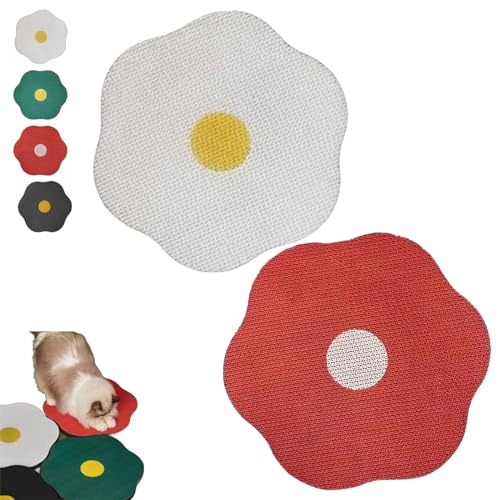 KWHEUKJL Flower Scratching Pad for Cats, Cat Wall Scratcher Corrugated Cardboard, The Cuddles Meow Wall Cat Scratcher, Cat Scratching Mat Furniture Protector (White+Red) von KWHEUKJL