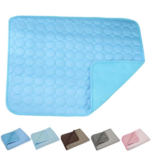 KWHEUKJL Chillpaw - Pet Cooling Pad, 2024 New Pet Cooling Pads, Cat Dog Cooling Mat Bed, Ice Silk Self Cooling Pet Sleep Mat, Can Be Used on The Floor/Sofa/Bed (L-70 * 55cm,Blue) von KWHEUKJL