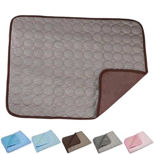 KWHEUKJL Chillpaw - Pet Cooling Pad, 2024 New Pet Cooling Pads, Cat Dog Cooling Mat Bed, Ice Silk Self Cooling Pet Sleep Mat, Can Be Used on The Floor/Sofa/Bed (L-70 * 55cm,Coffee) von KWHEUKJL