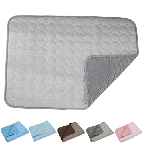 KWHEUKJL Chillpaw - Pet Cooling Pad, 2024 New Pet Cooling Pads, Cat Dog Cooling Mat Bed, Ice Silk Self Cooling Pet Sleep Mat, Can Be Used on The Floor/Sofa/Bed (L-70 * 55cm,Gray) von KWHEUKJL