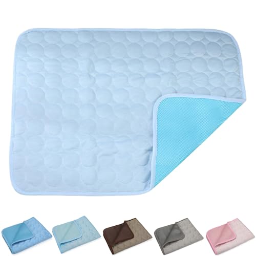 KWHEUKJL Chillpaw - Pet Cooling Pad, 2024 New Pet Cooling Pads, Cat Dog Cooling Mat Bed, Ice Silk Self Cooling Pet Sleep Mat, Can Be Used on The Floor/Sofa/Bed (L-70 * 55cm,Light Blue) von KWHEUKJL