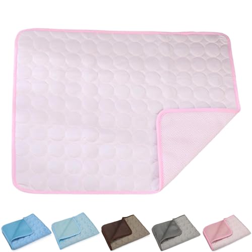 KWHEUKJL Chillpaw - Pet Cooling Pad, 2024 New Pet Cooling Pads, Cat Dog Cooling Mat Bed, Ice Silk Self Cooling Pet Sleep Mat, Can Be Used on The Floor/Sofa/Bed (L-70 * 55cm,Pink) von KWHEUKJL