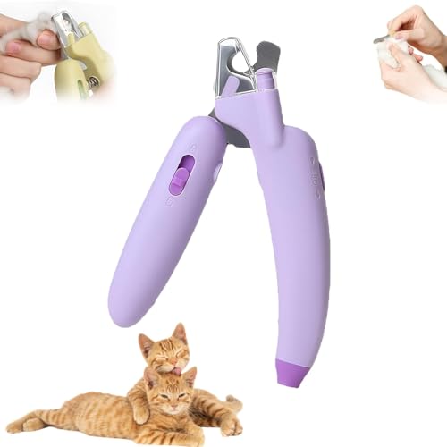 KWHEUKJL Pet Anti-Bleeding Nail Clippers for Beginners, Splashproof Nail Grinder Pet Nail Clippers, with Led Blood Line Light, Mini Pet Nail Clipper, Pet Anti-Bleeding Nail Clippers. (Purple) von KWHEUKJL