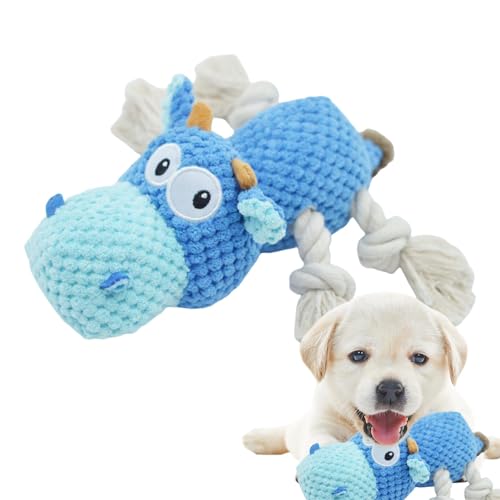 KWIBYBGS Quietschendes Plüschhundespielzeug, Cartoon-Hunde-Plüschtier, Haustierbedarf, Bissfeste Haustierpuppe/Blue von KWIBYBGS