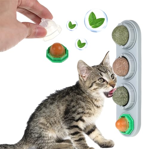 KWJEIULSOQ 4 Stück Katzenminze Spielzeug Katzenminze Ball Catnip Ball Spielzeug für Katzen Katzenminze Catnip Katzenminze Bälle Katzenminze für Katzen Katzen Geschenke Spielzeug mit Katzenminze von KWJEIULSOQ