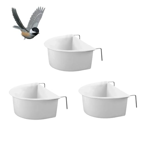 3er-Pack Vogelfutterspender, Mini-Kunststoff-Hängetassen, abnehmbare, transparente Schüssel, Kunststoff-Futterbecher, praktischer hängender Samen-Wasser-Futterspender für Papageien, Kanarienvögel, von KWJNH