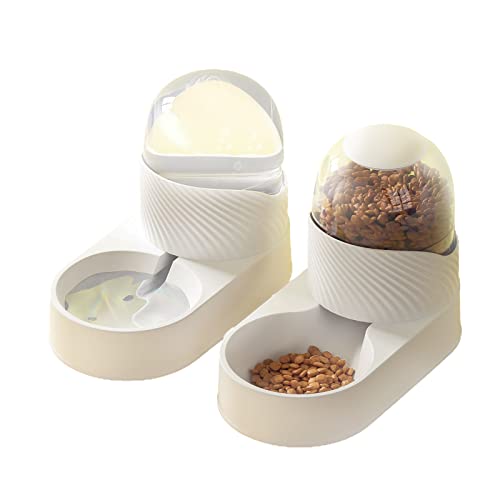 KWQBHW Hundespender Futter und Wasser, Automatischer Haustierfutterspender und Wasserspender Set, 2 in 1 Schwerkraft Automatischer Katzenwasserspender für Hunde Katzen Mittlere und kleine Haustiere von KWQBHW