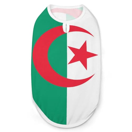 Algerien Flagge Hund und Katze Kleidung Sommer T-Shirt Grafik Weste Ärmelloses Haustier Tank Top von KWQDOZF