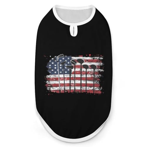 Americam Golf-Flagge Hunde- und Katzenkleidung Sommer-T-Shirt Grafik Weste Ärmelloses Haustier-Tanktop von KWQDOZF