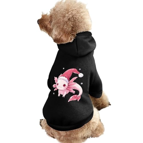 Axolotl mit Weihnachtsmütze, bedruckter Haustier-Kapuzenpullover, Warmer Hunde-Kapuzenpullover, süße Outfits, Kleidung für Hunde und Katzen von KWQDOZF