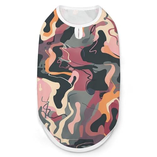 Bedrucktes rosa-lila Camouflage-Hunde- und Katzenkleidung Sommer-T-Shirt Grafikweste Ärmelloses Haustier-Tanktop von KWQDOZF