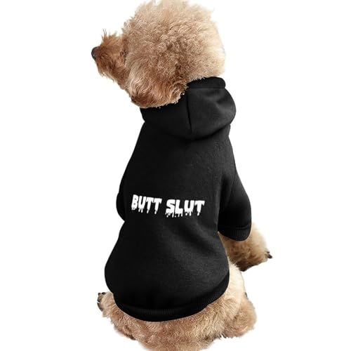 Butt Slut Hunde-Kapuzenpullover, Bedruckt, lustiges Winter-Hunde-Sweatshirt, Katzen-Kapuzen-Welpen-Outfit, süßes Kostüm für kleine, mittelgroße und große Hunde und Katzen von KWQDOZF