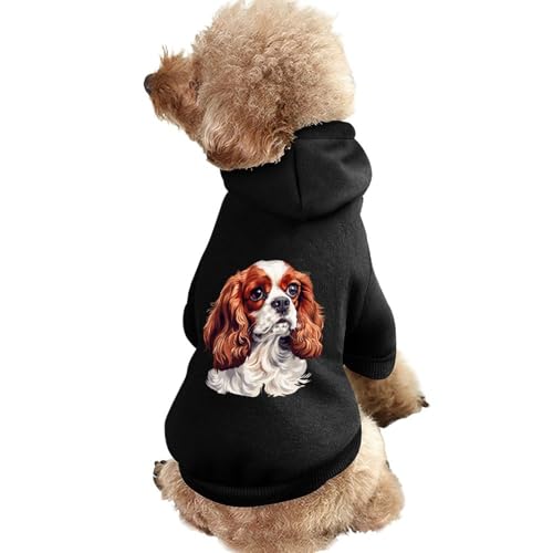 Cavalier King Charles Spaniel bedruckter Haustier-Kapuzenpullover, Warmer Hunde-Kapuzenpullover, süße Outfits, Kleidung für Hunde und Katzen von KWQDOZF