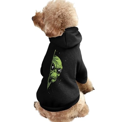 Cooler Hunde-Kapuzenpullover mit Alien-Aufdruck, lustiges Winter-Hunde-Sweatshirt, Katzen-Kapuzen-Welpen-Outfit, süßes Kostüm für kleine, mittelgroße und große Hunde und Katzen von KWQDOZF