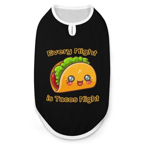 Every Night is TAC0 Night Hunde- und Katzenkleidung, Sommer-T-Shirt, grafische Weste, ärmellos, Haustier-Tanktop von KWQDOZF