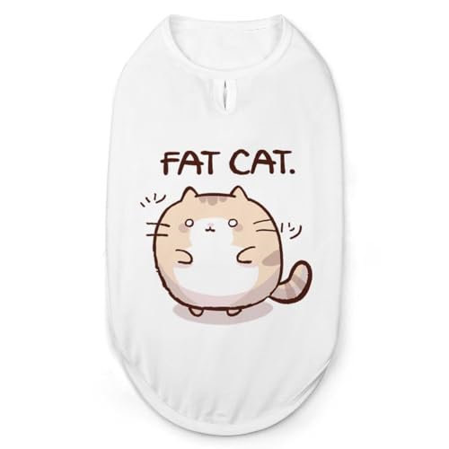 Fat Cat Hunde- und Katzenkleidung Sommer-T-Shirt Grafikweste Ärmelloses Haustier-Tanktop von KWQDOZF