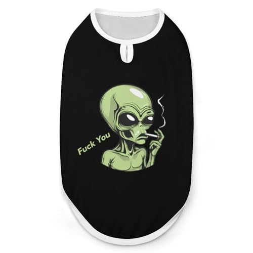 Fuck You Alien Hunde- und Katzenkleidung Sommer-T-Shirt Grafikweste Ärmelloses Haustier-Tanktop von KWQDOZF