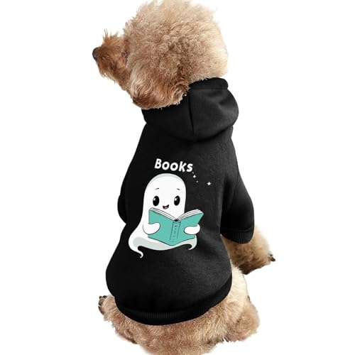 Ghost Books Reader Geschenke Bedruckte Haustier-Kapuzenpullover-Kleidung Warmer Hunde-Kapuzenpullover-Anzug Süße Outfits Kleidung für Hunde Katzen von KWQDOZF