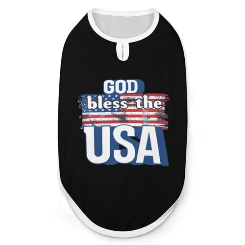 God Bless The USA Hunde- und Katzenkleidung, Sommer-T-Shirt, grafische Weste, ärmellos, Haustier-Tanktop von KWQDOZF