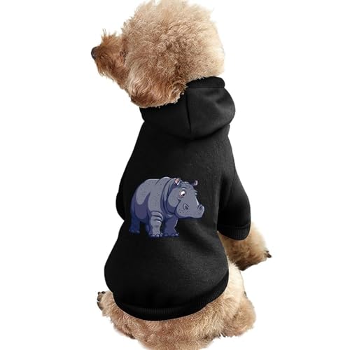 Grauer Hunde-Kapuzenpullover mit Nilpferd-Aufdruck, lustiges Winter-Hunde-Sweatshirt, Katzen-Welpen-Outfit mit Kapuze, süßes Kostüm für kleine, mittelgroße und große Hunde und Katzen von KWQDOZF