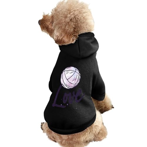 Haustier-Kapuzenpullover mit Aufdruck „Love Volleyball, Warmer Hunde-Kapuzenpullover, süße Outfits, Kleidung für Hunde und Katzen von KWQDOZF