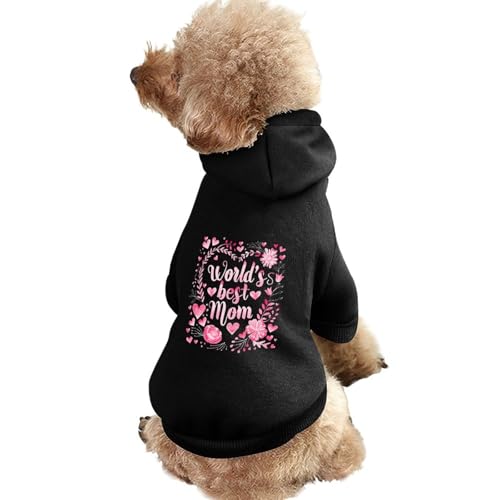 Haustier-Kapuzenpullover mit Aufdruck „World's Best Mom – Warmer Hunde-Kapuzenpullover, süße Outfits, Kleidung für Hunde und Katzen von KWQDOZF