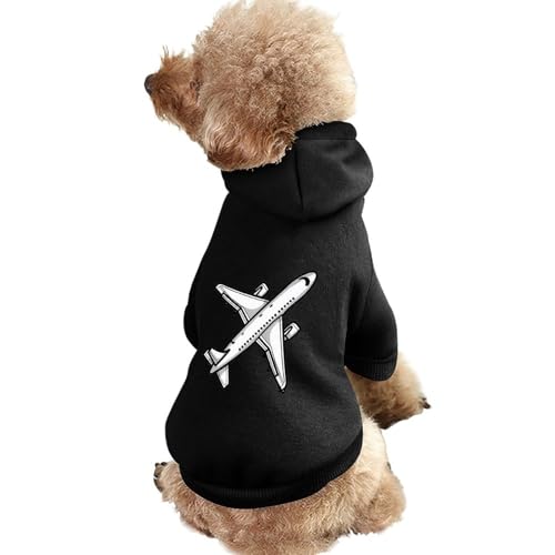 Haustier-Kapuzenpullover mit Flugzeug-Aufdruck, Warmer Hunde-Kapuzenpullover, süße Outfits, Kleidung für Hunde und Katzen von KWQDOZF