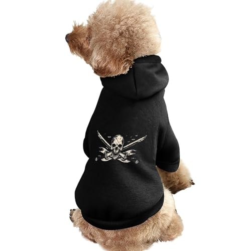 Haustier-Kapuzenpullover mit Piraten-Jolly-Roger-Aufdruck, Warmer Hunde-Kapuzenpullover, süße Outfits, Kleidung für Hunde und Katzen von KWQDOZF