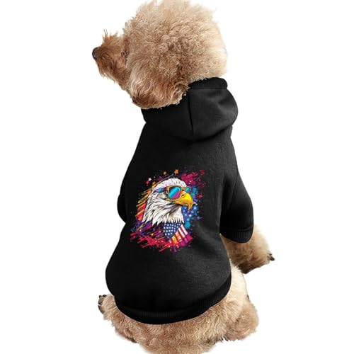 Haustier-Kapuzenpullover mit Weißkopfseeadler-Aufdruck, Warmer Hunde-Kapuzenpullover, süße Outfits, Kleidung für Hunde und Katzen von KWQDOZF