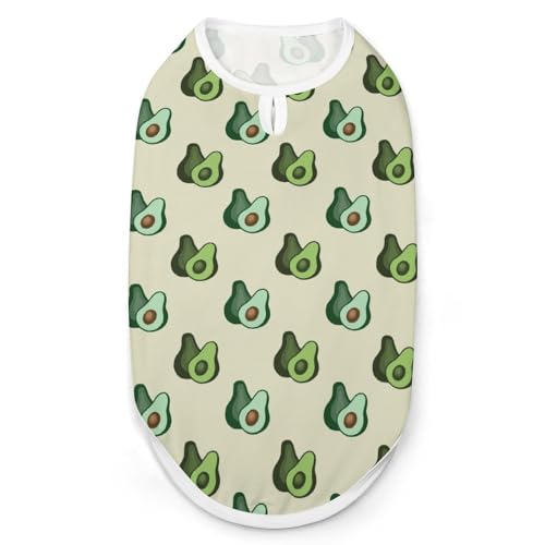 Haustier-Unterhemd mit Avocado-Print auf Beige, ärmellos, Tanktop, weiches Haustier-T-Shirt für Katzen und Hunde, Größe M von KWQDOZF