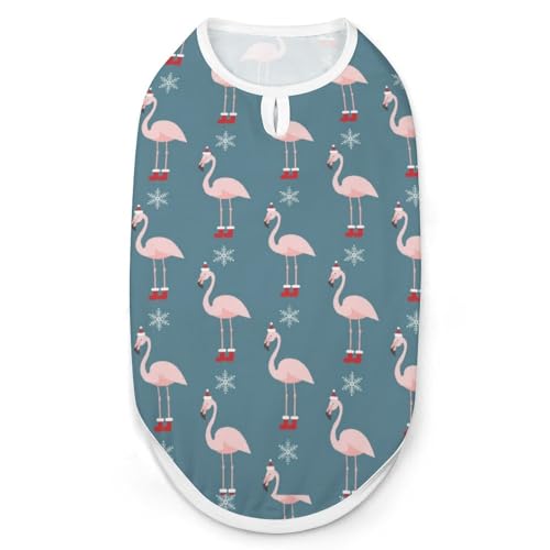 Haustierweste mit Weihnachtsflamingo-Aufdruck, ärmellos, Tanktop, weiches Haustier-T-Shirt für Katzen und Hunde, M von KWQDOZF