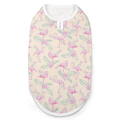 Haustierweste mit rosa Flamingo-Aufdruck, ärmelloses Tanktop, weiches Haustier-T-Shirt für Katzen und Hunde, Größe 2XL von KWQDOZF