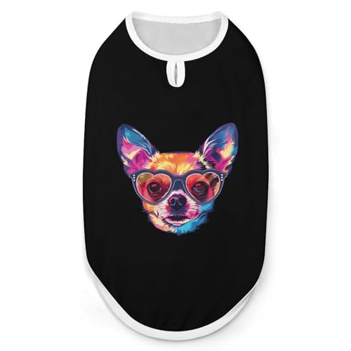 Herz Brille Chihuahua Hund Hund und Katze Kleidung Sommer T-Shirt Grafik Weste Ärmelloses Haustier Tank Top von KWQDOZF