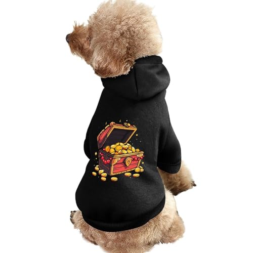 Hunde-Kapuzenpullover mit Aufdruck „A Chest Coins – lustiges Winter-Hunde-Sweatshirt, Katzen-Kapuzen-Welpen-Outfit, süßes Kostüm für kleine, mittelgroße und große Hunde und Katzen von KWQDOZF