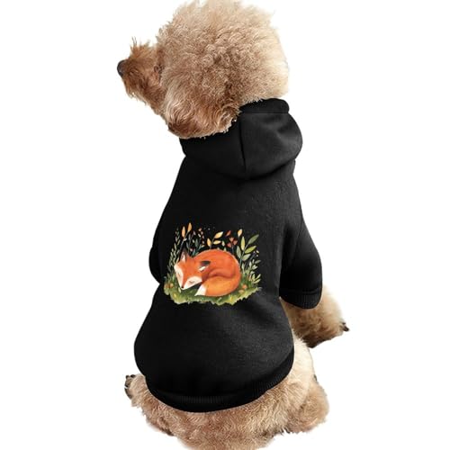 Hunde-Kapuzenpullover mit Aufdruck „EIN schlafender Fuchs, lustiger Winter-Hundepullover, Katzen-Kapuzen-Welpen-Outfit, süßes Kostüm für kleine, mittelgroße und große Hunde und Katzen von KWQDOZF