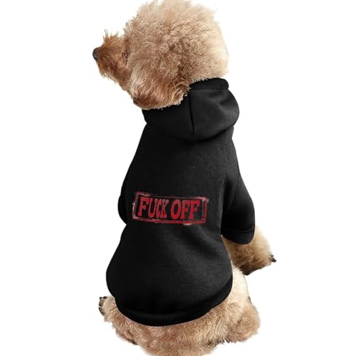 Hunde-Kapuzenpullover mit Aufdruck „Fuck Off Stamp, lustiges Winter-Hunde-Sweatshirt, Katzen-Kapuzen-Welpen-Outfit, süßes Kostüm für kleine, mittelgroße und große Hunde und Katzen von KWQDOZF