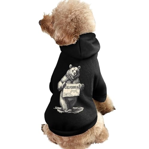 Hunde-Kapuzenpullover mit Aufdruck „I Love California von Bear, lustiges Winter-Hunde-Sweatshirt, Katzen-Kapuzen-Welpen-Outfit, süßes Kostüm für kleine, mittelgroße und große Hunde und Katzen von KWQDOZF