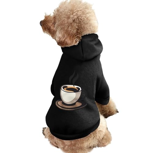 Hunde-Kapuzenpullover mit Aufdruck „I Love Coffee, lustiges Winter-Hunde-Sweatshirt, Katzen-Kapuzen-Welpen-Outfit, süßes Kostüm für kleine, mittelgroße und große Hunde und Katzen von KWQDOZF