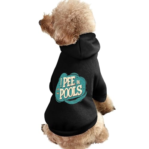 Hunde-Kapuzenpullover mit Aufdruck „I Pee in Pools, lustiges Winter-Hunde-Sweatshirt, Katzen-Kapuzen-Welpen-Outfit, süßes Kostüm für kleine, mittelgroße und große Hunde und Katzen von KWQDOZF