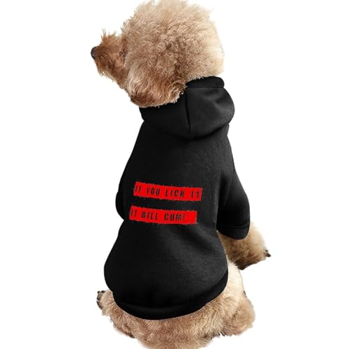 Hunde-Kapuzenpullover mit Aufdruck „If You Lick It, It Will Cum, lustiges Winter-Hunde-Sweatshirt, Katzen-Welpen-Outfit mit Kapuze, süßes Kostüm für kleine, mittelgroße und große Hunde und Katzen von KWQDOZF